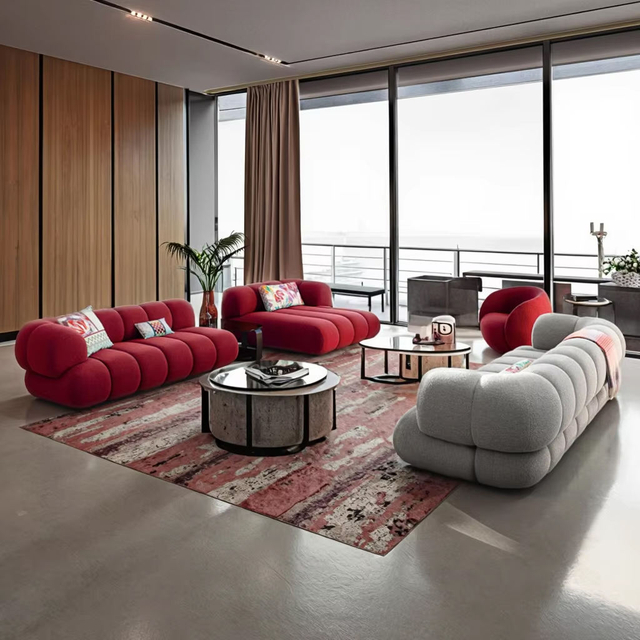 Modern Wabi-sabi Clean Style Living Room Sectional Sofa Set Furniture Tuffted High Quality Modular L Shape Velvet Fabric Couch