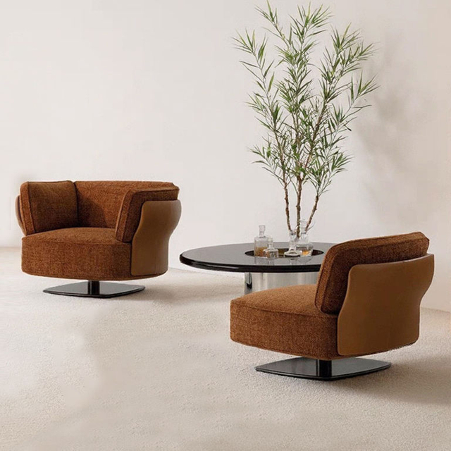 Italian Minimalist Rotating Single Sofa Living Room Furniture Hotel Villa Fabric Leisure Lounge Chair
