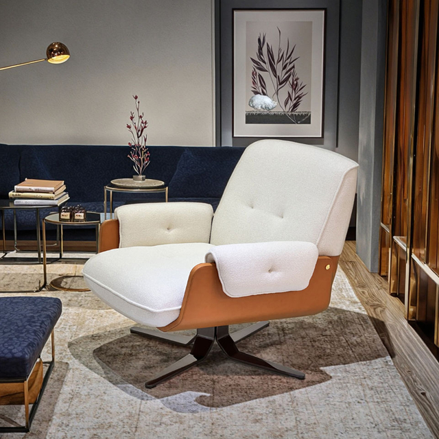 Italian Designer Swivel Chair Luxury Velvet Fabric Lounge Chair for Living Room & Hotel High-end Leisure Armchair
