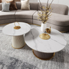 Luxury Living Room Furniture Modern Design Ceramic Top Gold Stainless Steel Round Coffee Table Set
