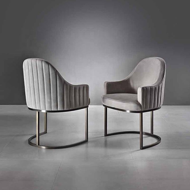 Luxury Dining Chairs Customized Modern Style Metal Stainless Steel Upholstery Velvet Armchair Chair