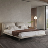 Italian Minimalist Design High Quality Saddle Leather Covered Modern Style King Size Bedroom Furniture Soft Bed