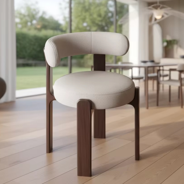 Nordic Solid Wood Dining Chairs with Modern Design and Fabric Restaurant Chairs for Hotel Villas, Restaurants, and Kitchens