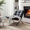 Modern Creative Design Armchairs Stainless Steel Genuine Leather Villa Living Room Furniture Leisure Lounge Accent Chair