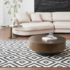 Modern New Design Coffee Table Bronze Metal Round Tempered Glass Tea Table Set Hotel Living Room Furniture