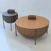 Nordic Modern Italian Simple Palm Rattan Metal Leather Home Hotel Villa Apartment Living Room Coffee Table Set