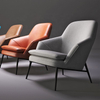 Nordic Lounge Armchair Leather Art Discussion Living Room Fabric Sofa Chair Designer Leather Leisure Chair