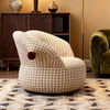Modern Creative Design Single Sofa Rotating Swivel Armchair Linen Velvet Customizable Living Room Hotel Leisure Chair Armchair