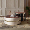 Modern Luxury Coffee Tables Can Be Customized with Embossed Leather Tempered Glass or Marble Top Living Room Round Tea Tables