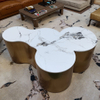Luxury Gold Stainless Steel Marble Coffee Table Villa Furniture Living Room Hotel Bar Irregular Creative Tea Table