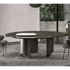 Italian Luxury Dining Room Furniture Simplicity Round Marble Top Dining Table Stainless Steel Table with Brushed Brass Color