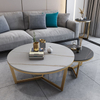 Luxury Round Coffee Table Sets Modern Living Room Stainless Steel Furniture Marble Rock Slab Coffee Table