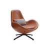 Modern Hotel Living Room Tan Leather Lounge Chair Comfortable Roundback Relining Swivel Leisure Egg Chair