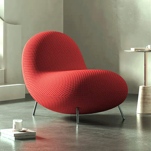 Sof&aacute; individual moderno minimalista para ocio, silla de lujo para sala de estar, combinaci&oacute;n de patas de Metal de burbujas perezosas, sof&aacute; de guisantes rojos