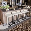 Modern Luxury Home Bar Chair with Stainless Steel Frame and Chenille Fabric No Swivel High Bar Stool for Hotels Cafes Shops