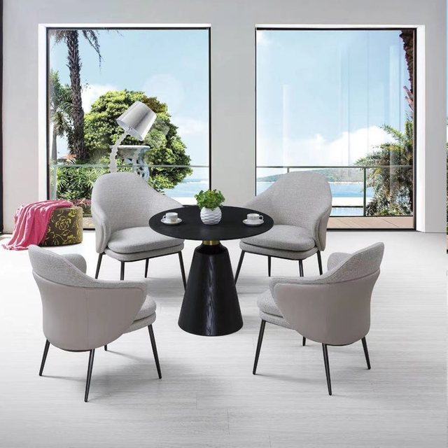 Best Selling Italian Minimalist Fabric Dining Chair Modern Style Hotel Dining Room Hardware Foot Armchair