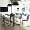 Italian Metal Fabric Dining Chair Hotel High Quality Cushioned Blue Dining Chair