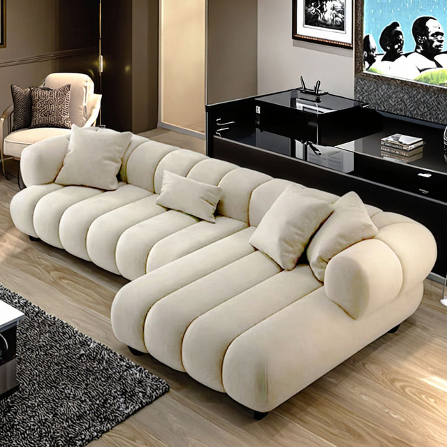 Modern Design L-shaped Sofa Set Hotel Lobby Villa Living Room Furniture Luxury Display Room Velvet Sectional Sofa Couch
