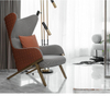Modern Luxury Living Room Lounger Leather Stainless Steel Single Sofa Chair Leisure Chair Recliner High Back Accent Chairs