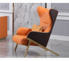 Modern Luxury Living Room Lounger Leather Stainless Steel Single Sofa Chair Leisure Chair Recliner High Back Accent Chairs