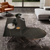 Modern Luxury Living Room Round Stainless Steel Marble Coffee Table Set