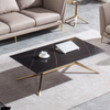 Modern Luxury Living Room Round Stainless Steel Marble Coffee Table Set