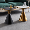 Italian Luxury Gold Stainless Steel Marble Coffee Table Hotel Apartment Round Edge Side Table