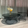 Modern Simple Round Tea Table Metal Iron Tempered Glass Top Villa Living Room Hotel Leisure Area Coffee Table