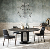 Modern Luxury Style Black Round Marble Top Dining Table Sets With Turntable for Restaurant Furniture