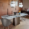 Italian Postmodern Style Table Marble Dining Room Furniture Features Stainless Steel Feet Rectangular Dining Table
