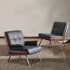 Italian Leisure Lounge Chair Leather Furniture Industrial Recliner Single Seat Sofa Wood Frame Fabric Indoor Hotel Chair Luxury