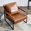 Modern Simple Leather Steel Frame Leisure Living Room Hotel Guest Room Furniture Hotel Armchair