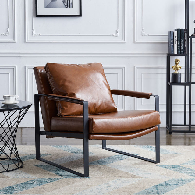 Fauteuil d'h&ocirc;tel de meubles de chambre d'h&ocirc;tel de salon de loisirs de cadre en acier en cuir simple moderne