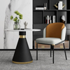Modern Round Black Metal Leg Marble Top Coffee Table Cafe Restaurant Business Negotiation Dining Table