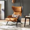 Chinese Supplier Living Room Armchair Iron Metal Frame Orange Hotel Leather Covers