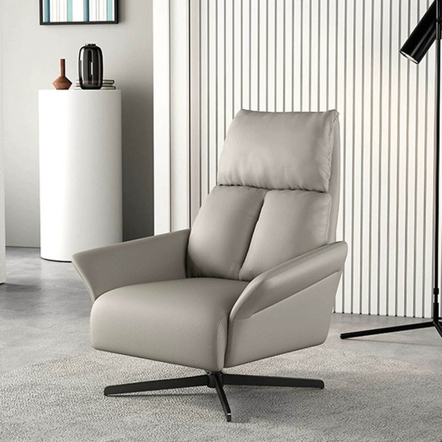 Chaises de loisirs de salon minimalistes modernes, chaise de repos de bureau du pr&eacute;sident, peut s'allonger et faire pivoter des canap&eacute;s en cuir