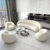 Modern Furniture Comfort White Half Moon Round Couch Living Room Lounge Couches 3 Seater Velvet Fabric Curved Sofa for Home