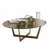 Marble Top Round Coffee Table Gold Stainless Steel Center Tables for Hotel Living Room