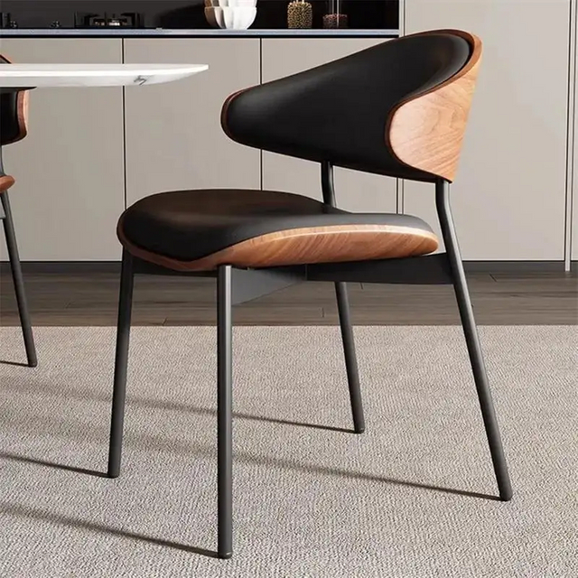 Dining Chair Metal Luxury Wood Dinning Home Restaurant Set Room Furniture Nordic Leather Restaurant Chairs