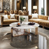 Modern Luxury Gold Stainless Steel Round Coffee Table with Marble Top Set for Home and Hotel Living Room Dining Use