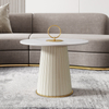 Luxury Living Room Furniture Modern Design Ceramic Top Gold Stainless Steel Round Coffee Table Set