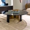 Luxury Design Coffee Table Villa Living Room Furniture Stainless Steel Tempered Glass Center Table Circular Coffee Table
