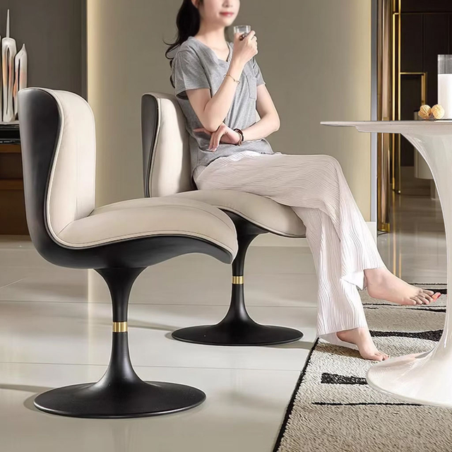 Modern Design Casual Swivel Chair Fiberglass Fabric Dining Chair Luxury Villa Home Restaurant Furniture Single Leisure Chair