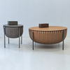 Nordic Modern Italian Simple Palm Rattan Metal Leather Home Hotel Villa Apartment Living Room Coffee Table Set