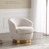 Nordic Rounded Golden Stainless Steel Boucle Fabric Single Sofa Chair Modern Design Bedroom Dining Hotel Leisure Lounge Chair