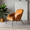 Modern Simple Armchair PU Leather Iron Frame for Living Room Nordic Style Leisure Chair
