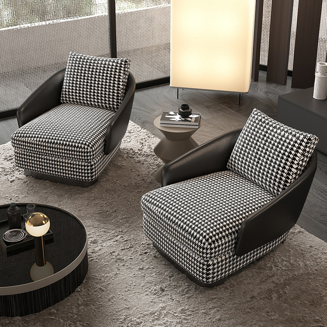 Canap&eacute; simple l&eacute;ger de luxe de Style italien, pied en acier inoxydable, pour salon, tissus en cuir et lin, chaise de loisirs Design