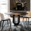 Italian Luxury Dining Room Furniture Simplicity Round Marble Top Dining Table Stainless Steel Table with Brushed Brass Color