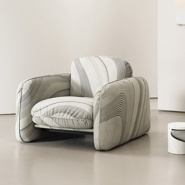 Italian Style Single Sofa Technology Fabric Armchair Villa Living Room High Quality One Seat Sofa