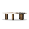 Luxury NEW Design Dining Room Furniture OVAL Table Stainless Steel Base Marble Top Smart Dining Tables for Home
